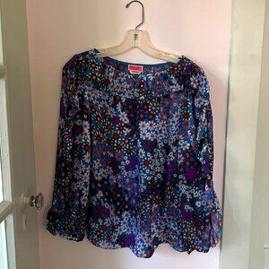 Kate Spade silk floral ruffle long sleeve blouse- Small